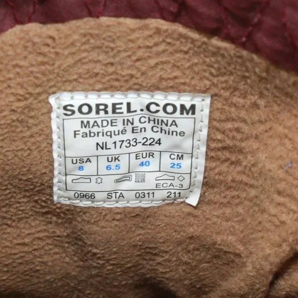 SOREL Brown Leather Gold Logo Round Toe Side Zip Winter Boots Size 8 - Picture 8 of 10